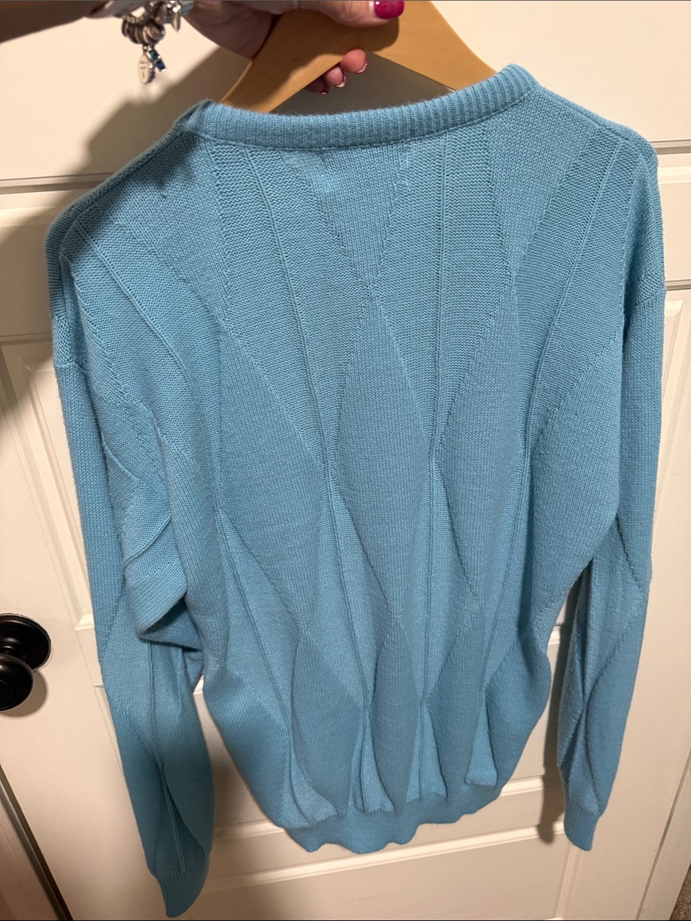 Vintage Christian Dior Woven Blue Sweater Diamond pattern xl made in the USA 90s - Picture 7 of 10